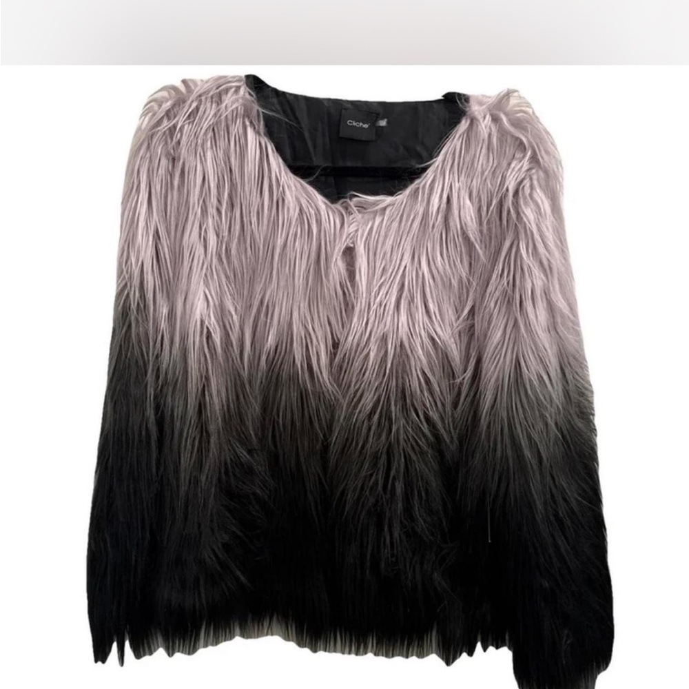 INC International Concepts Ombre Teddy Jacket in Black and Gray
